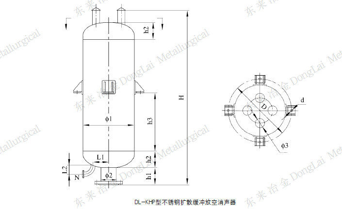 DL-KHP型不銹鋼擴(kuò)散緩沖放空消聲器